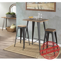 Lumisource BS-TW-OR BN+GY Oregon Pub Stool in Medium Brown Top/Gray Finish Set of 2